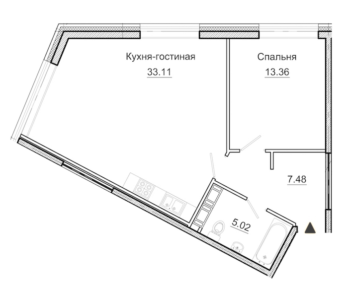 1-комнатная, 59 м² — ЖК Апарт-отель Next (Некст)