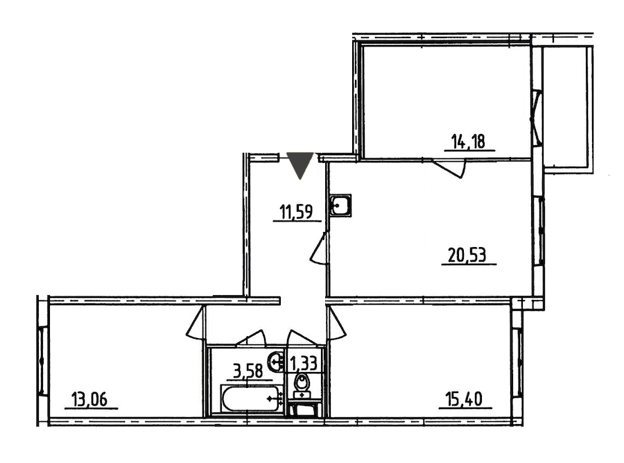 3-комнатная, 82 м² — ЖК ЖК Аэросити