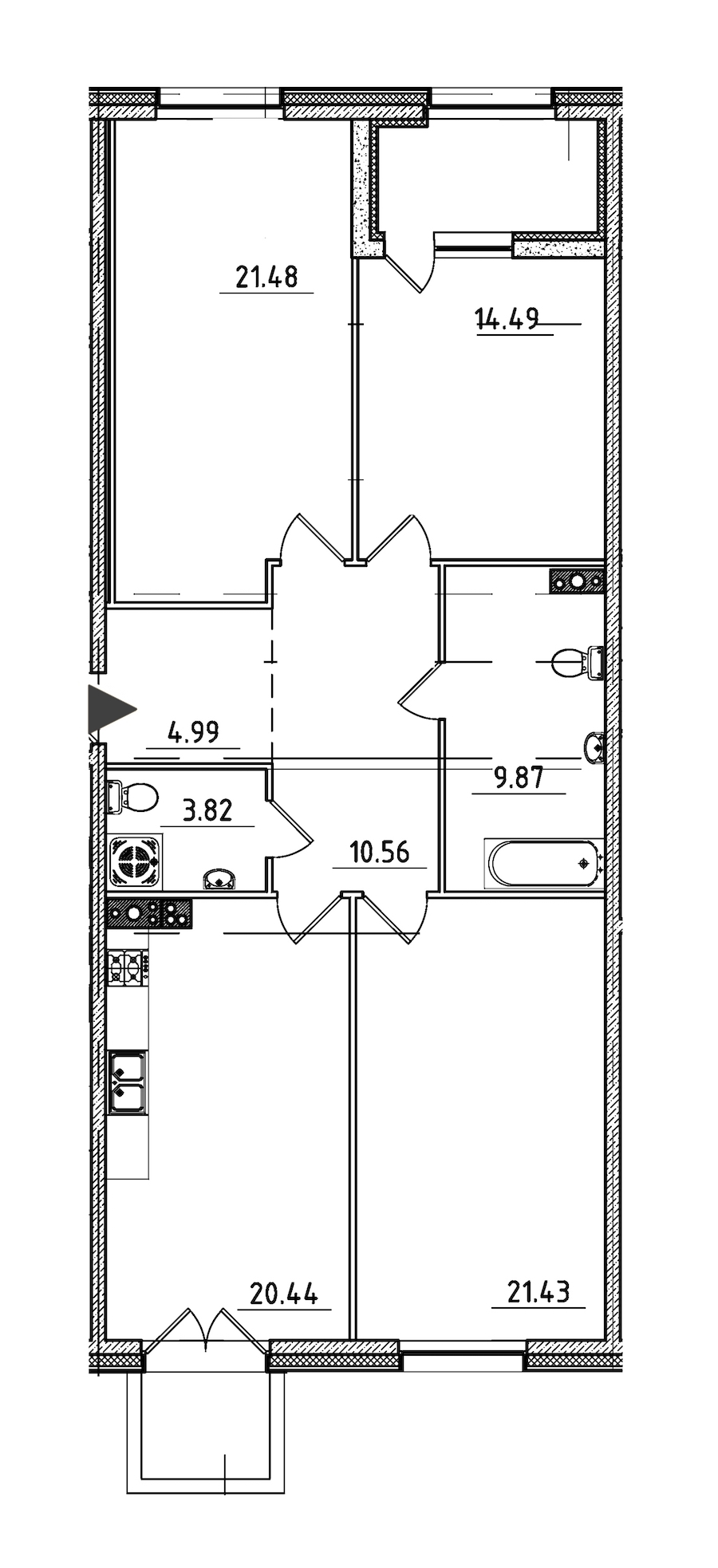 3-комнатная, 110 м² — ЖК ЖК Петровская доминанта