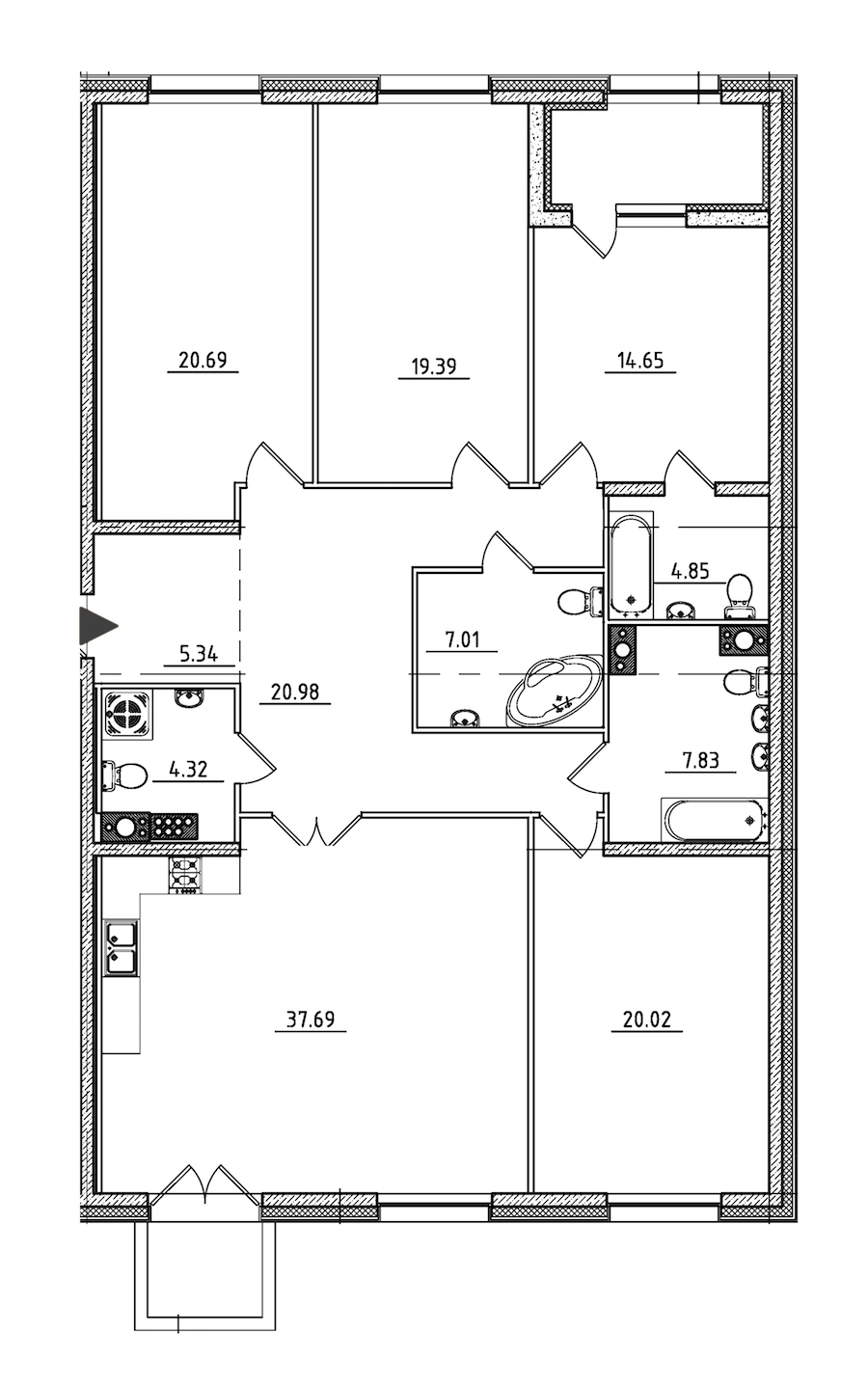 4-комнатная, 166 м² — ЖК ЖК Петровская доминанта