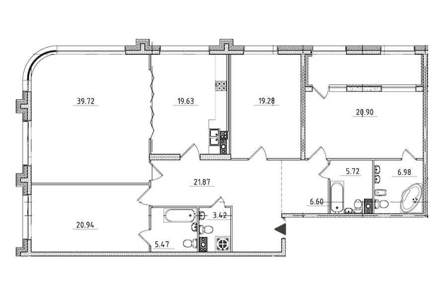 4-комнатная, 175 м² — ЖК ЖК Петровская доминанта