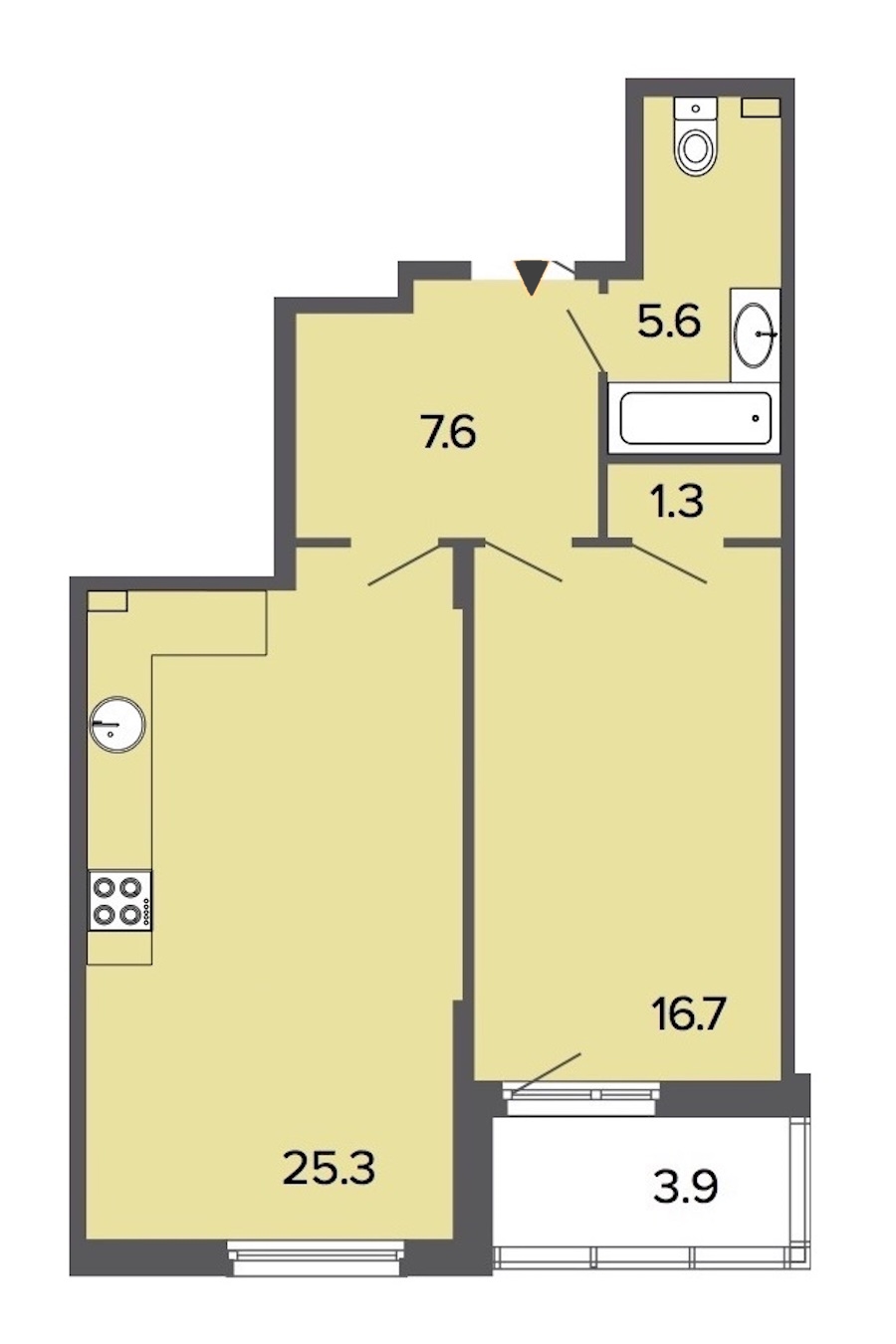 1-комнатная, 57 м² — ЖК Клубный дом Болконский