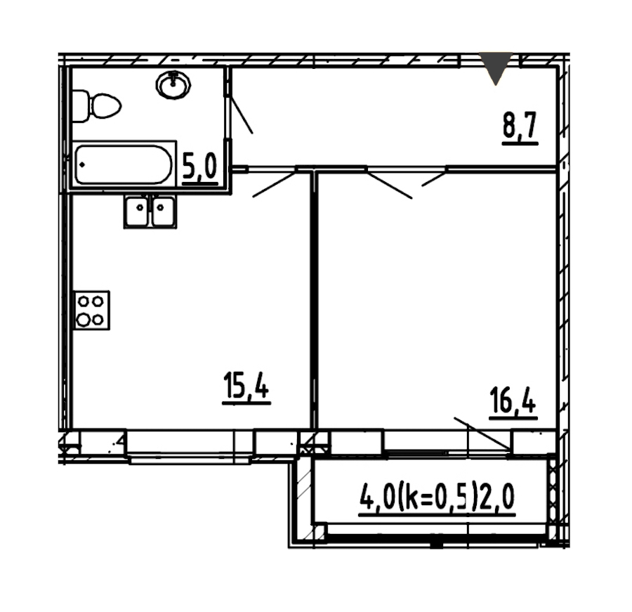 1-комнатная, 48 м² — ЖК ЖК Эталон на Неве