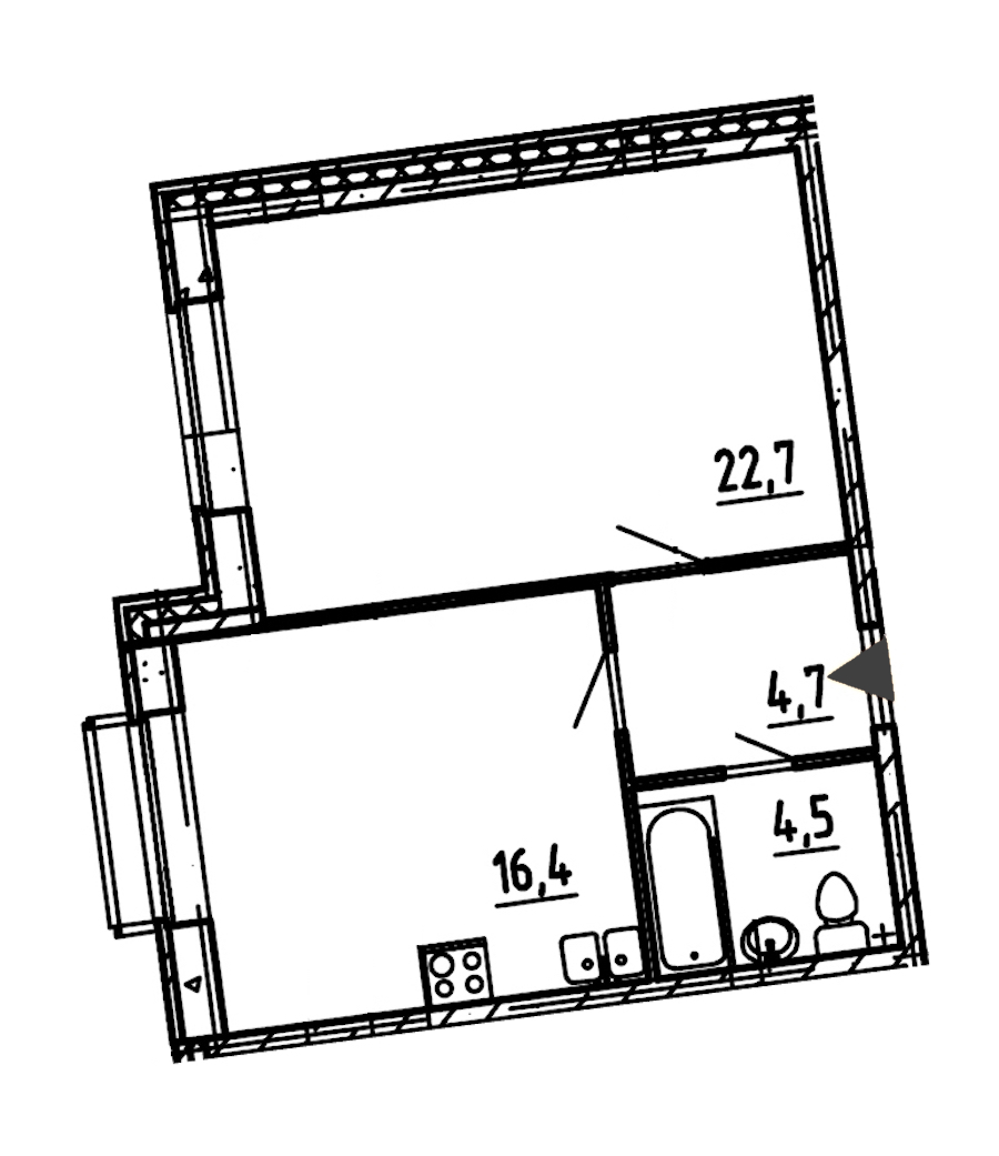 1-комнатная, 48 м² — ЖК ЖК Эталон на Неве