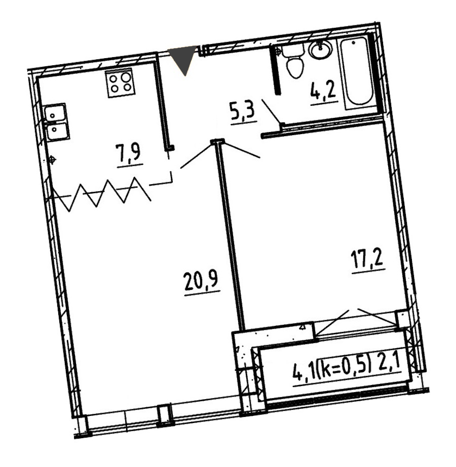 2-комнатная, 58 м² — ЖК ЖК Эталон на Неве