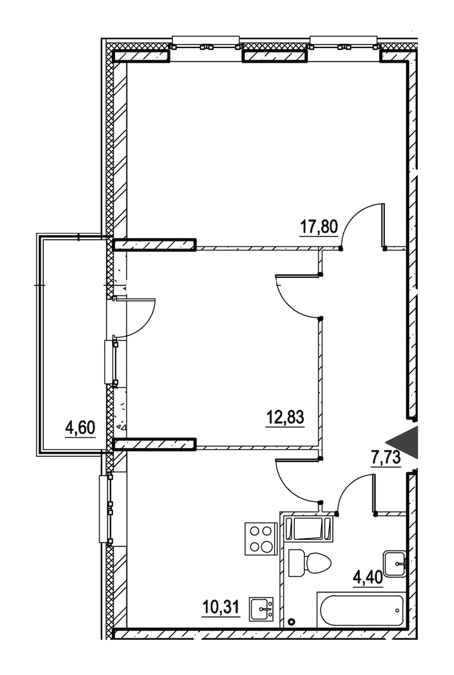 2-комнатная, 54 м² — ЖК ЖК Охта Хаус