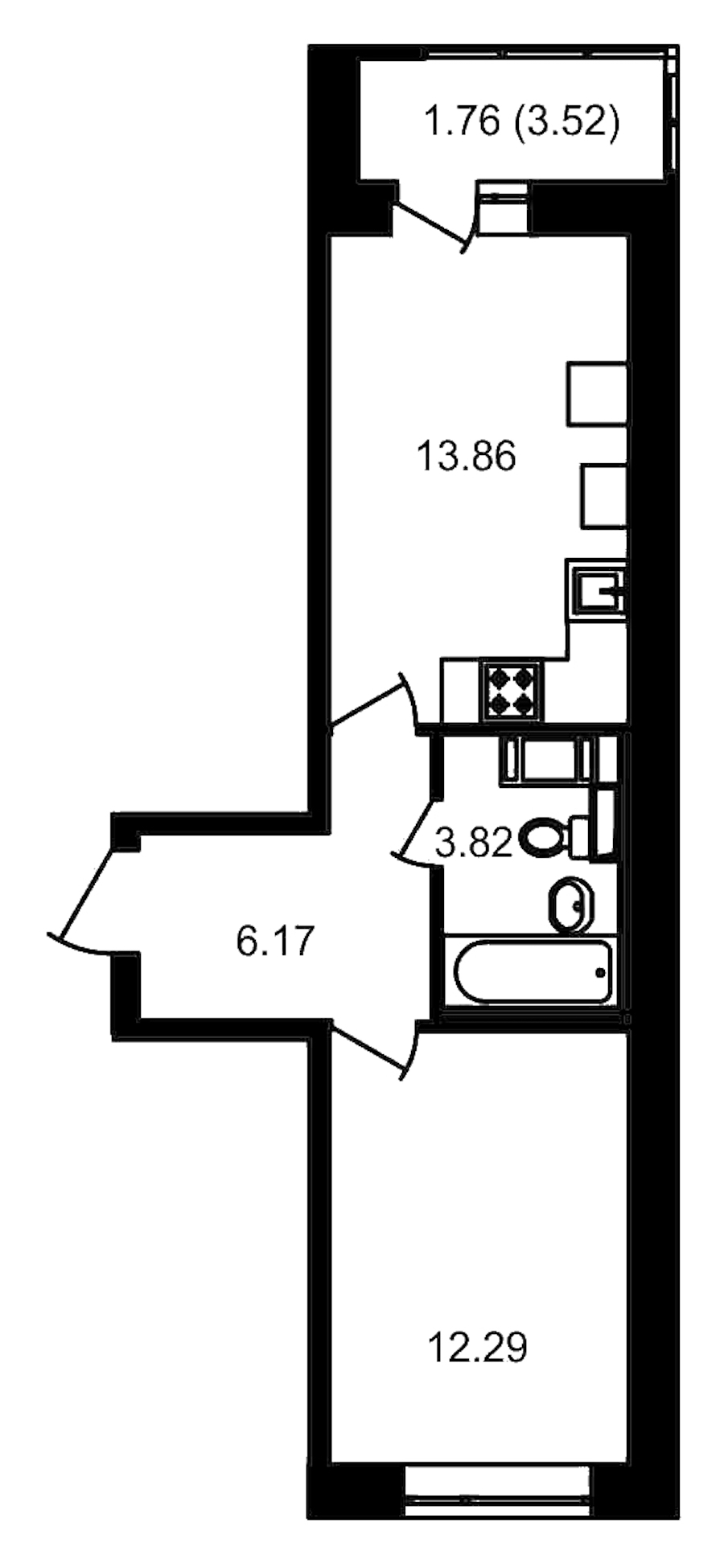 1-комнатная, 40 м² — ЖК ЖК Елизаровский