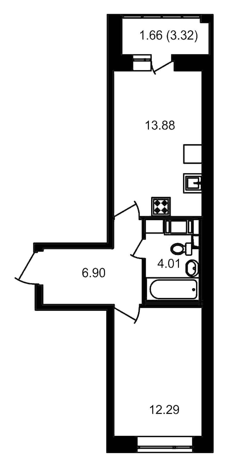 1-комнатная, 40 м² — ЖК ЖК Елизаровский