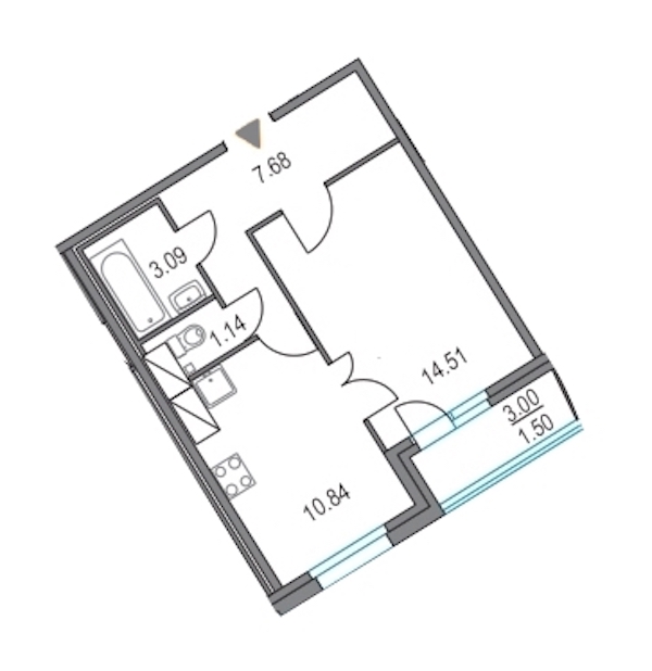 1-комнатная, 37 м² — ЖК ЖК Приморский квартал