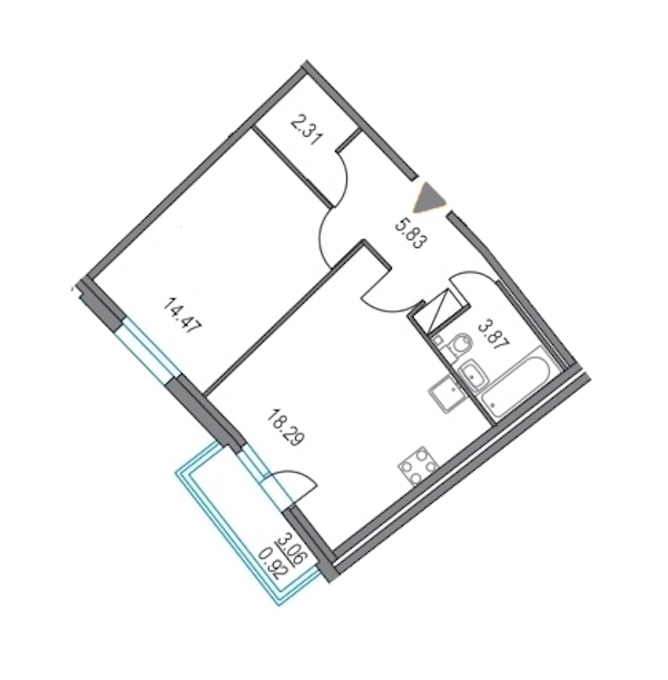1-комнатная, 45 м² — ЖК ЖК Приморский квартал