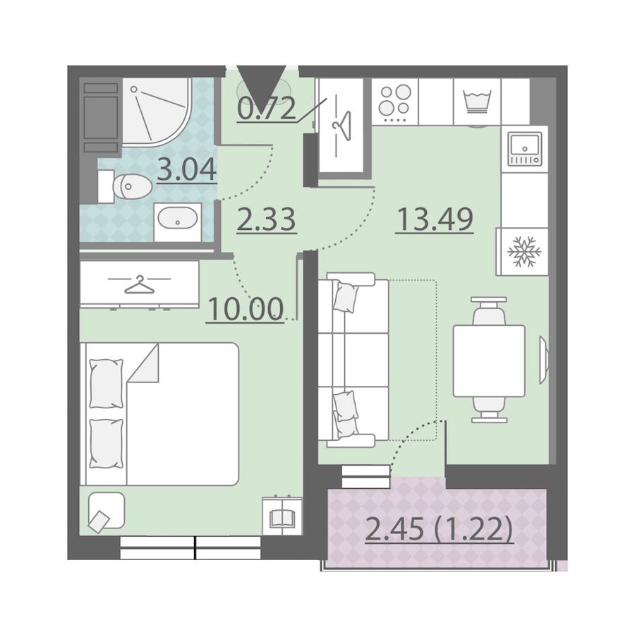 1-комнатная, 31 м² — ЖК ЖК Ручьи