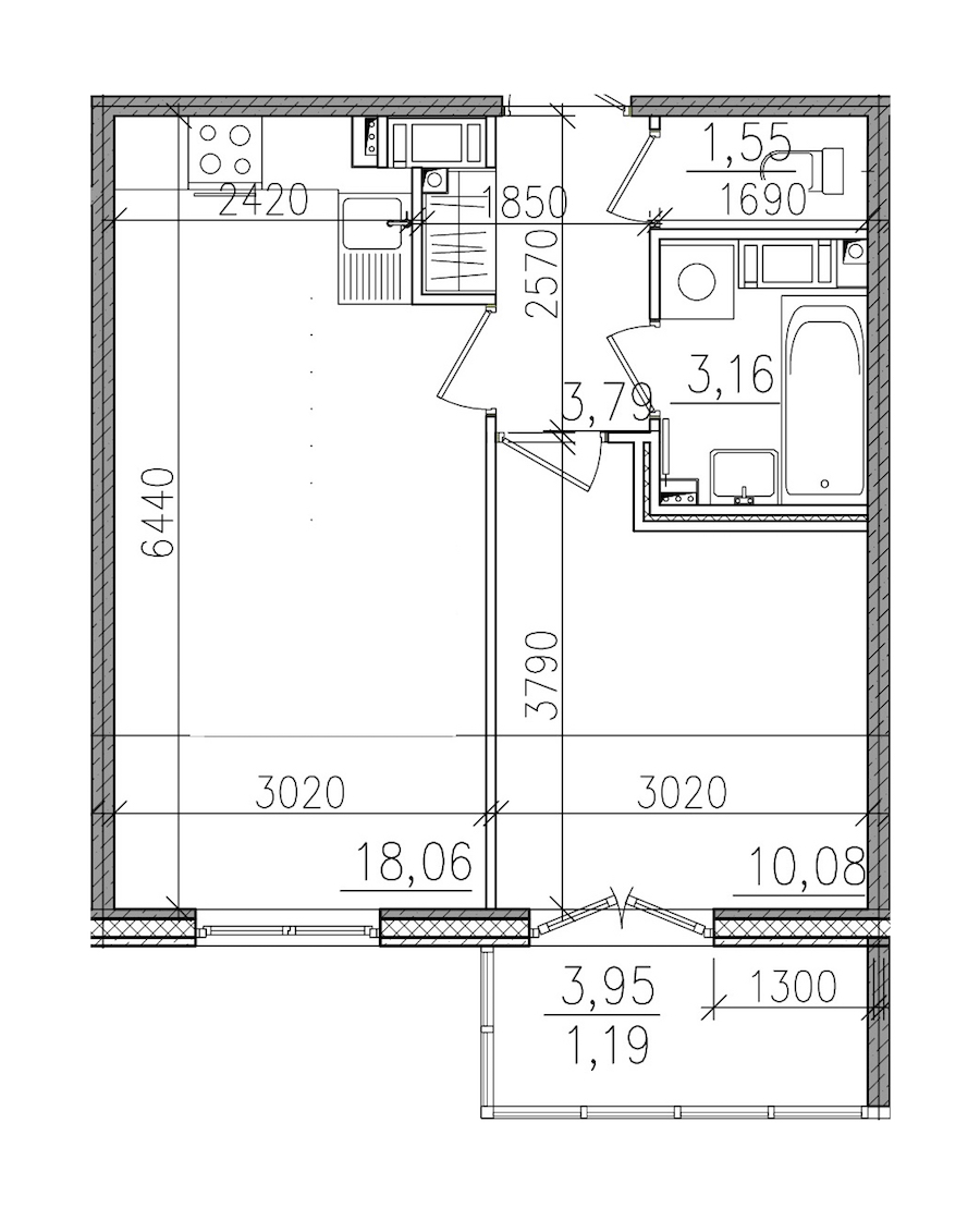 1-комнатная, 38 м² — ЖК ЖК Янила Драйв