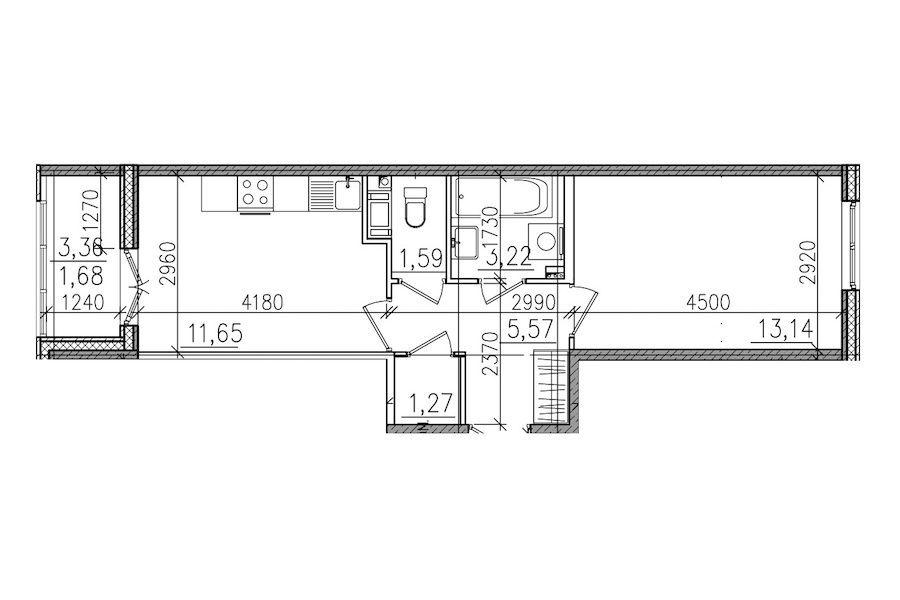 1-комнатная, 38 м² — ЖК ЖК Янила Драйв