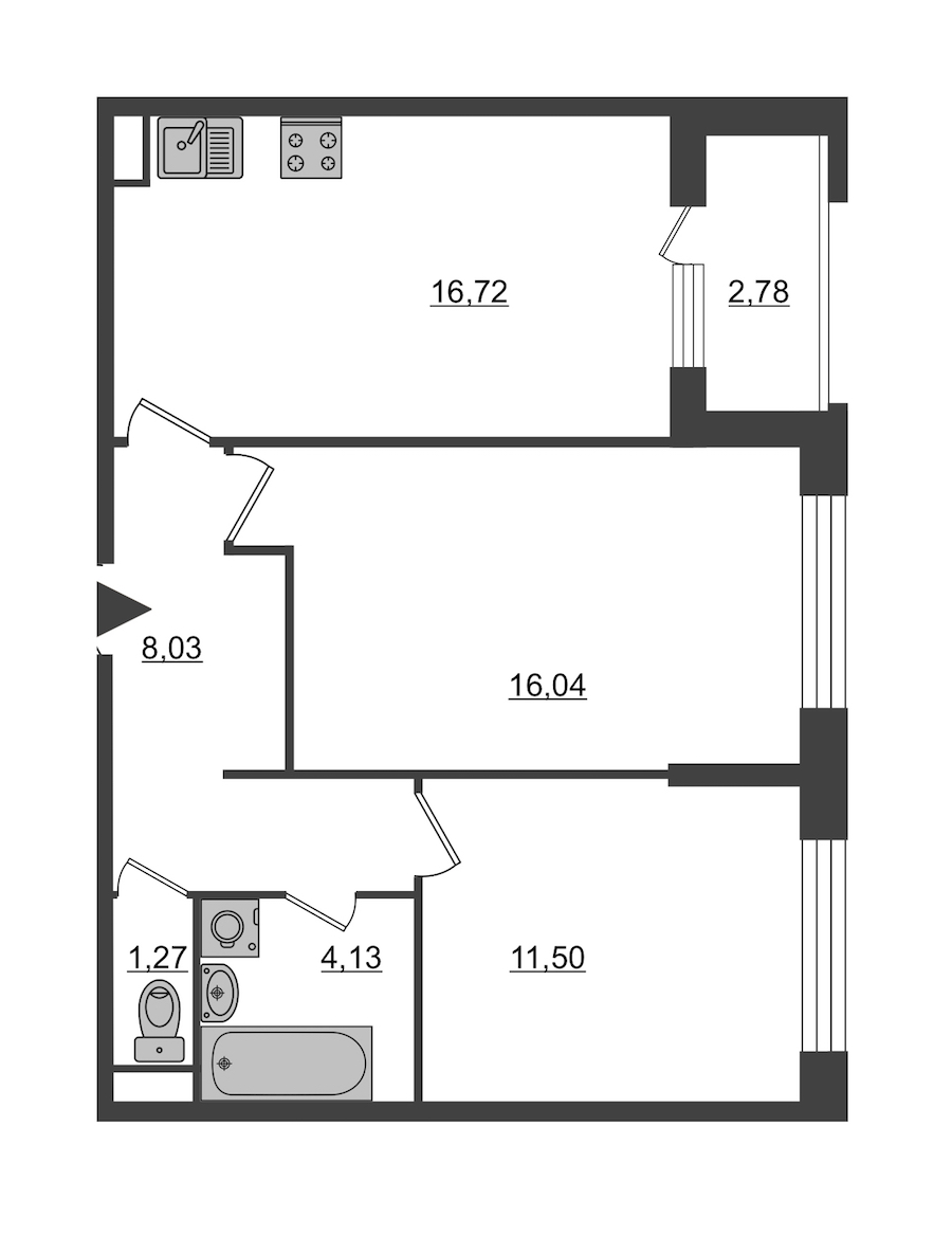 2-комнатная, 59 м² — ЖК ЖК Нью Тайм (New Time)