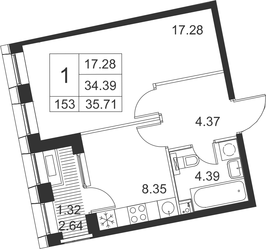 1-комнатная, 36 м² — ЖК ЖК Golden City (Голден сити)