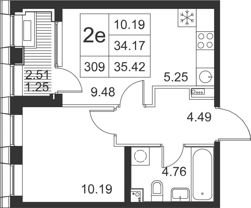 1-комнатная, 35 м² — ЖК ЖК Golden City (Голден сити)