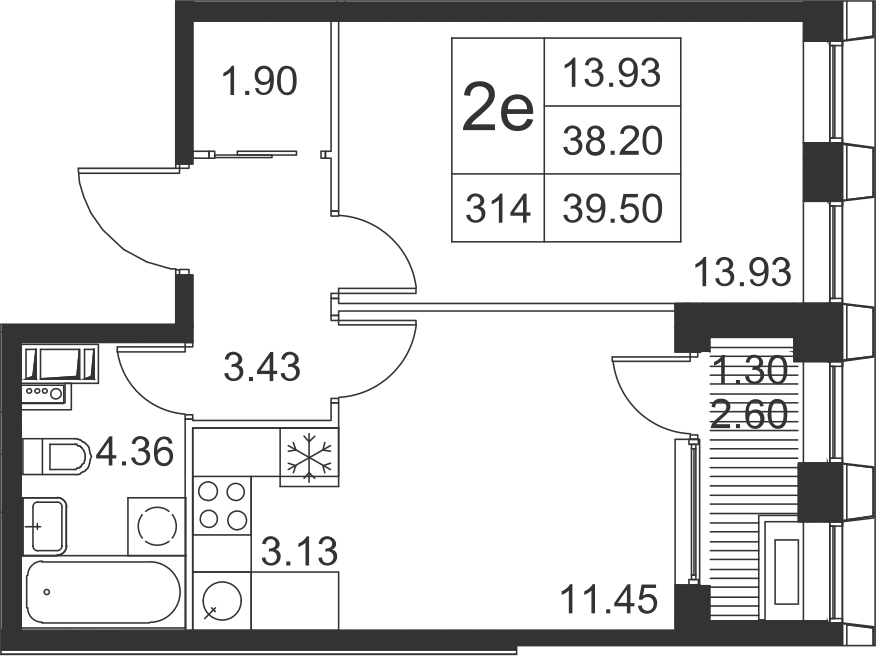 1-комнатная, 40 м² — ЖК ЖК Golden City (Голден сити)