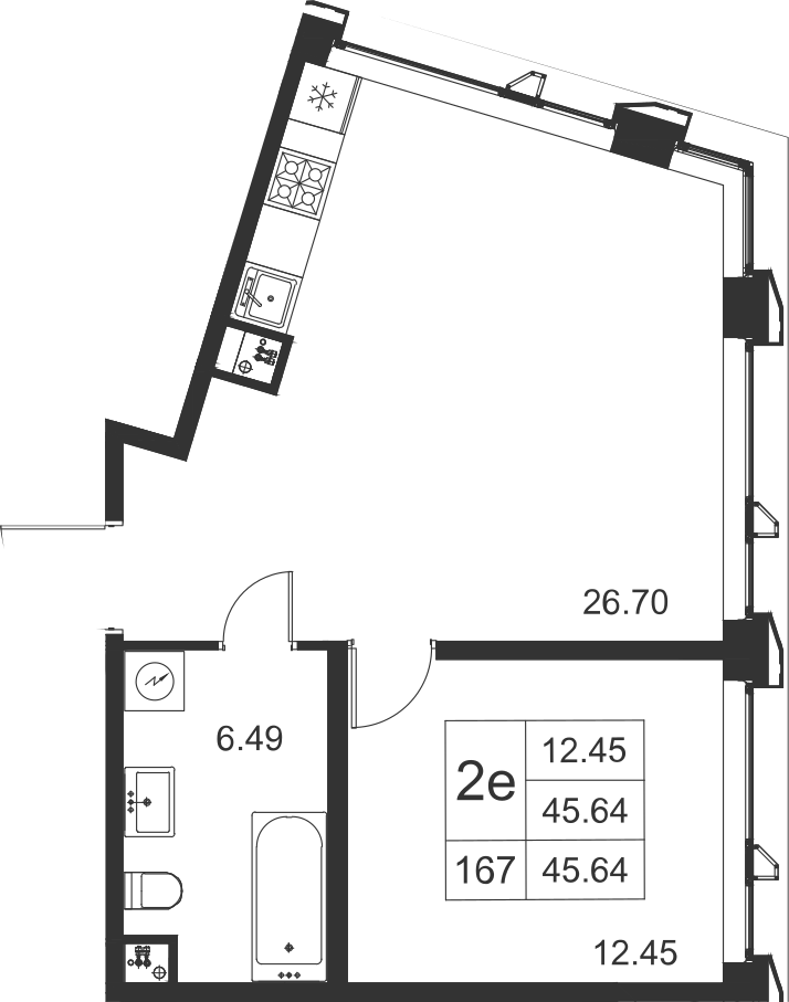 1-комнатная, 46 м² — ЖК ЖК Golden City (Голден сити)