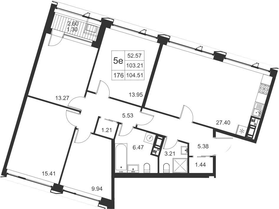 4-комнатная, 105 м² — ЖК ЖК Golden City (Голден сити)