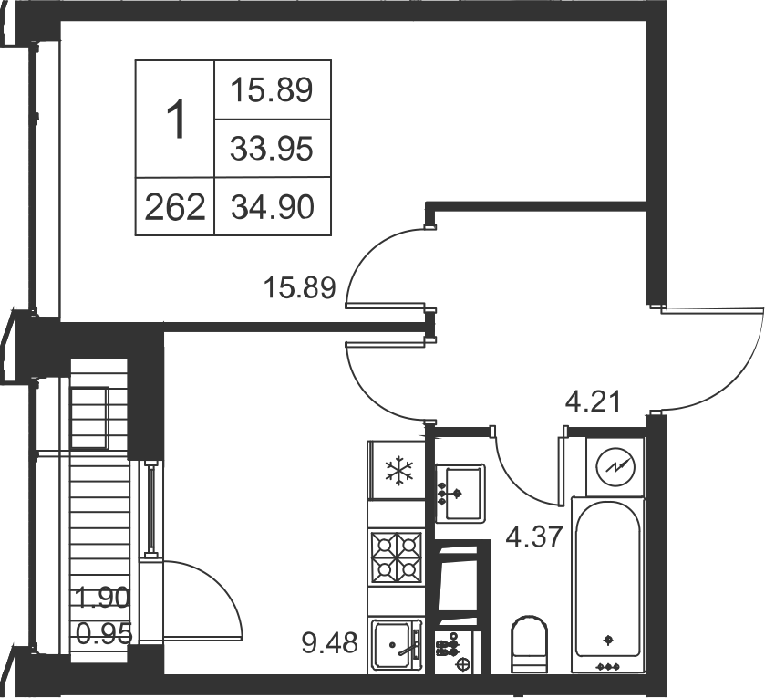 1-комнатная, 35 м² — ЖК ЖК Golden City (Голден сити)