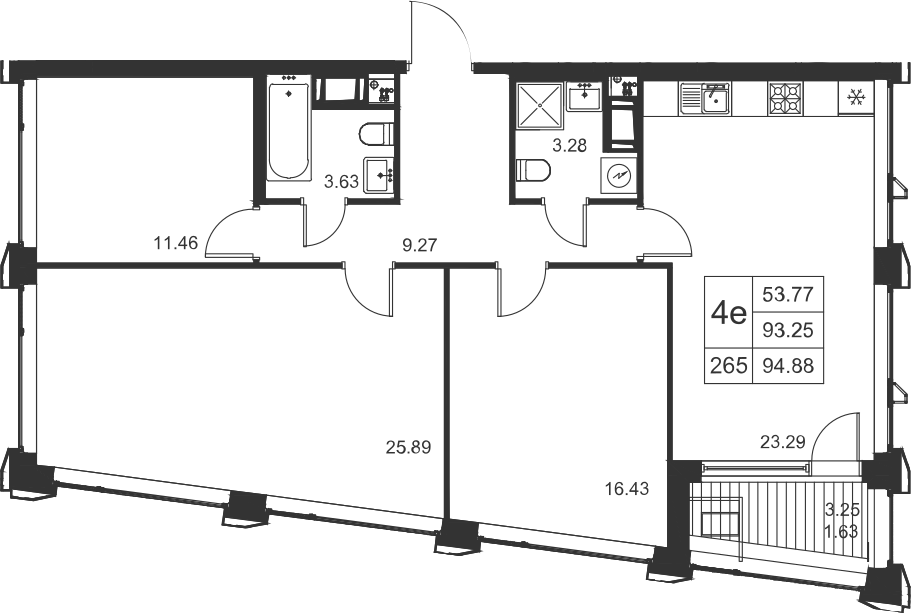 3-комнатная, 95 м² — ЖК ЖК Golden City (Голден сити)