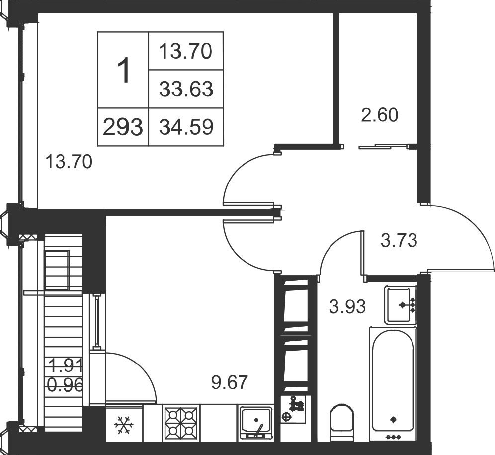 1-комнатная, 35 м² — ЖК ЖК Golden City (Голден сити)