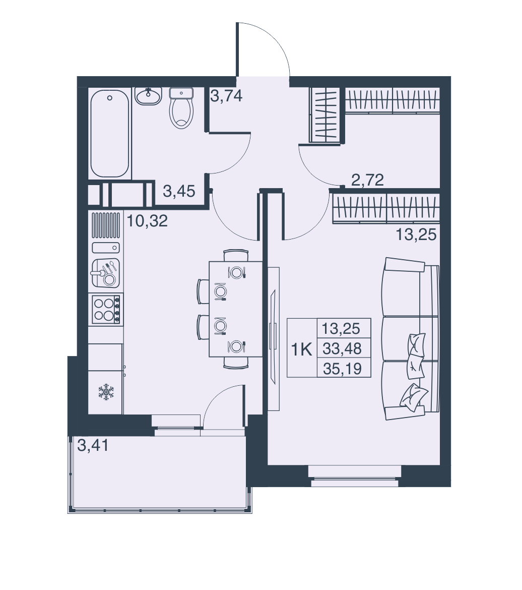 1-комнатная, 33 м² — ЖК ЖК Мурино Парк