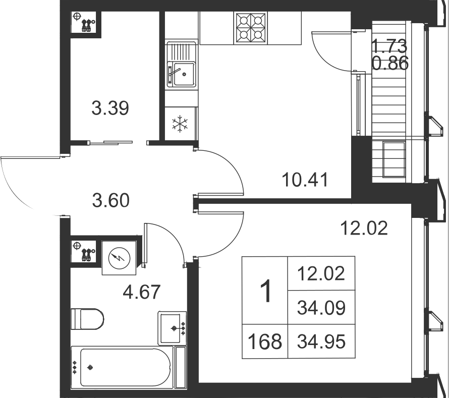 1-комнатная, 35 м² — ЖК ЖК Golden City (Голден сити)