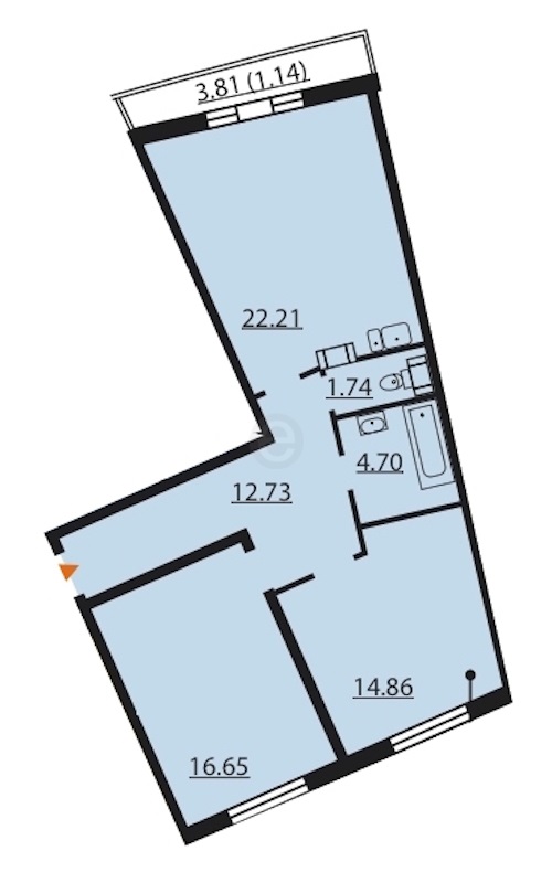2-комнатная, 73 м² — ЖК ЖК Южная акватория (Паруса)