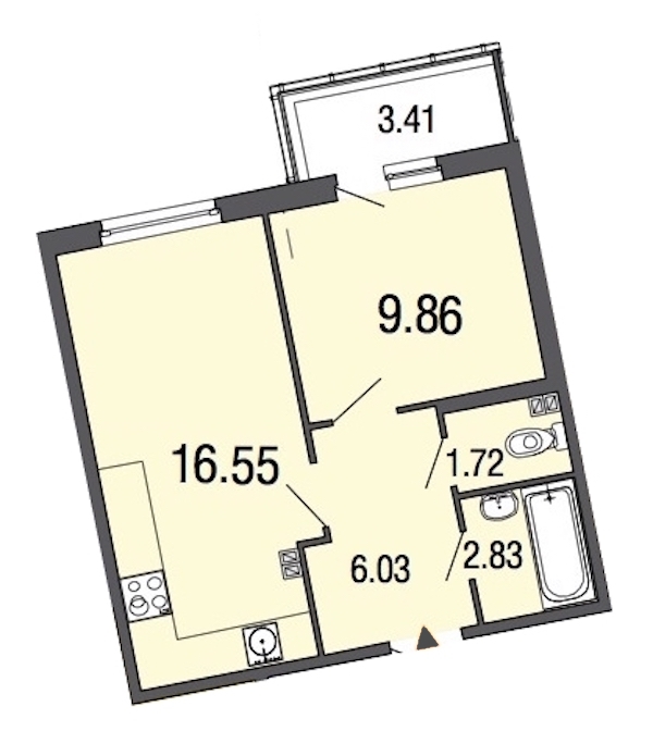 1-комнатная, 37 м² — ЖК ЖК ЭкоСити