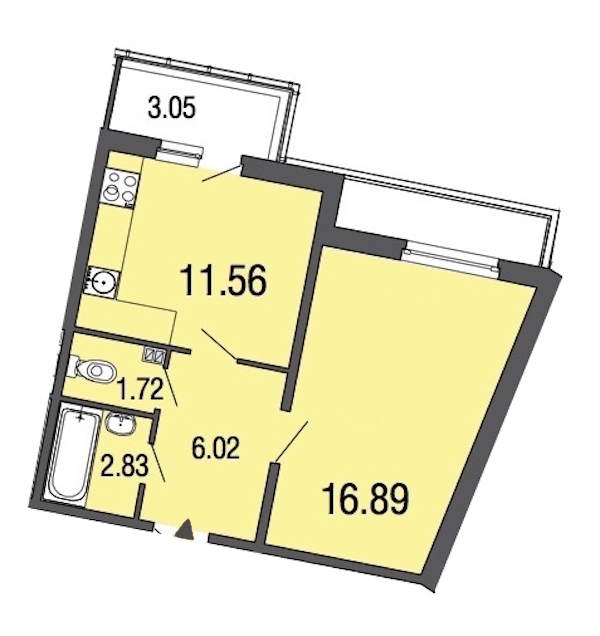 1-комнатная, 39 м² — ЖК ЖК ЭкоСити