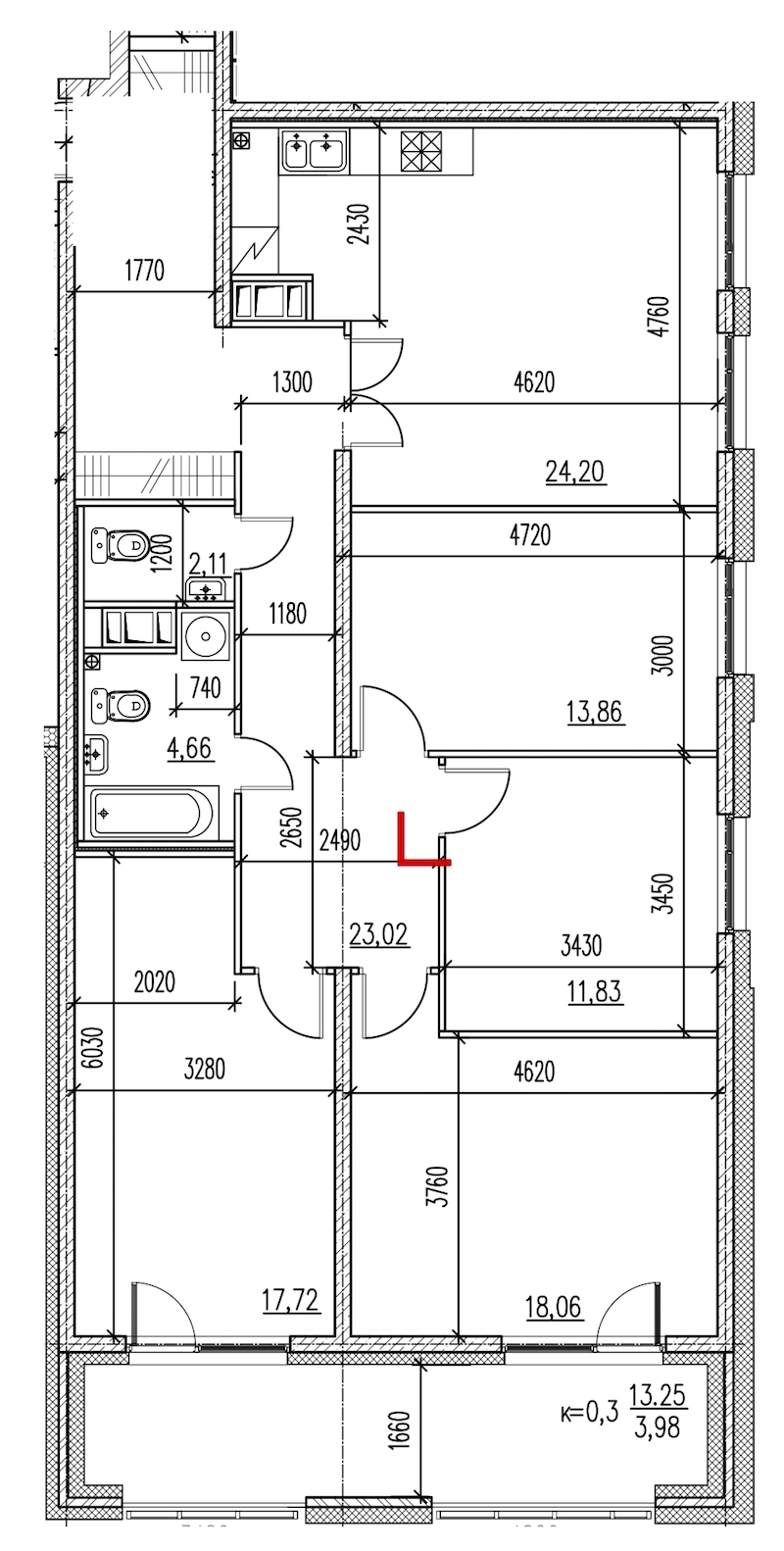 4-комнатная, 121 м² — ЖК ЖК Master на Серебристом бульваре (Мастер)