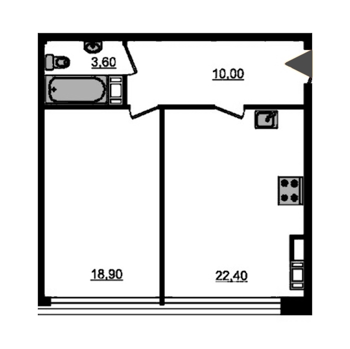 1-комнатная, 57 м² — ЖК ЖК Fusion (Фьюжн)