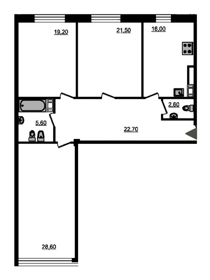 3-комнатная, 120 м² — ЖК ЖК Fusion (Фьюжн)