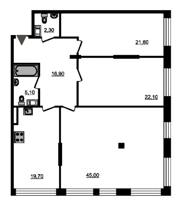 3-комнатная, 134 м² — ЖК ЖК Fusion (Фьюжн)