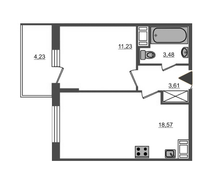 1-комнатная, 37 м² — ЖК ЖК Полис на Неве