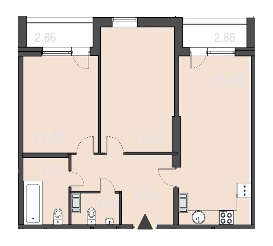2-комнатная, 65 м² — ЖК Апарт-отель Русские сезоны