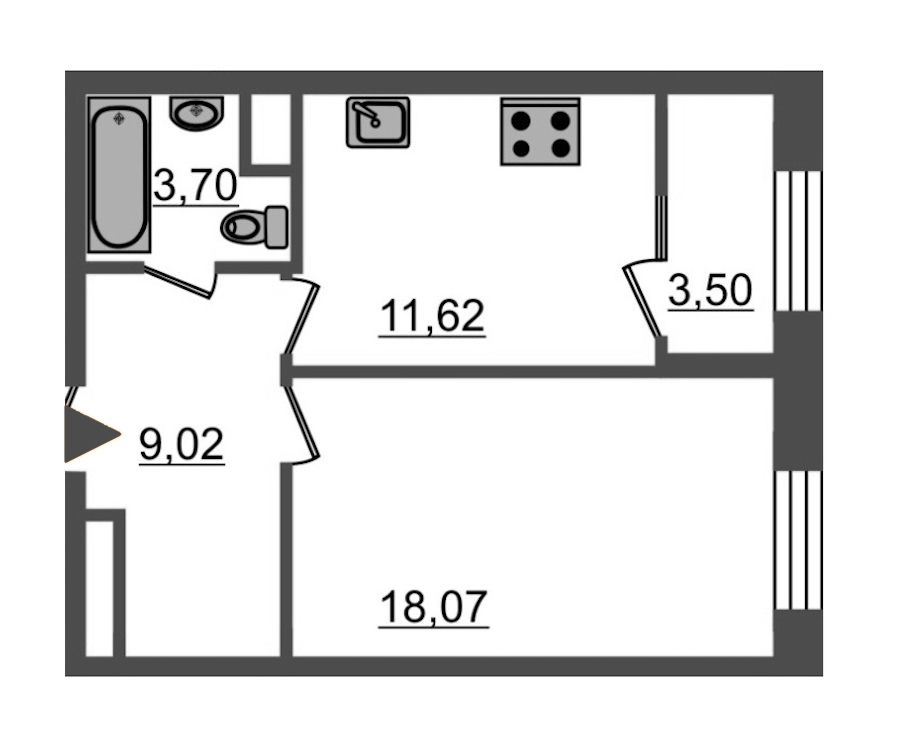 1-комнатная, 46 м² — ЖК ЖК Botanica (Ботаника)