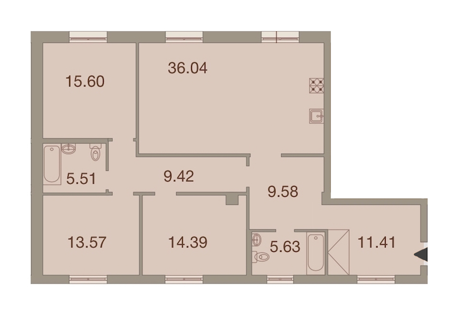 3-комнатная, 121 м² — ЖК ЖК Neva Haus (Нева Хаус)
