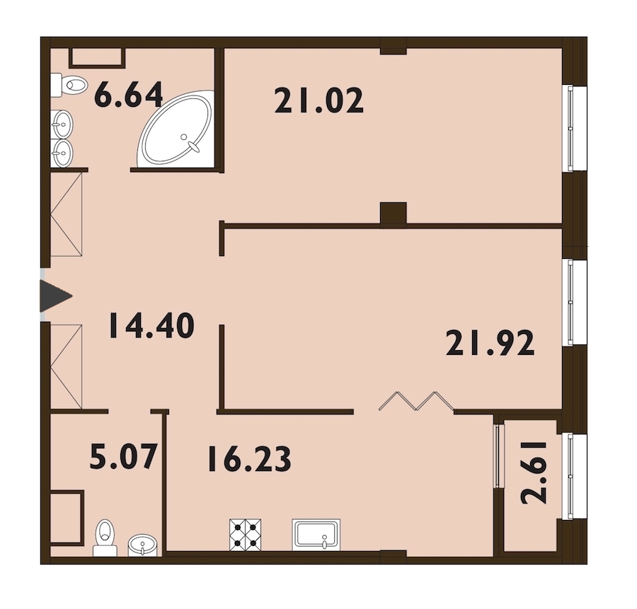 2-комнатная, 87 м² — ЖК ЖК Neva Haus (Нева Хаус)