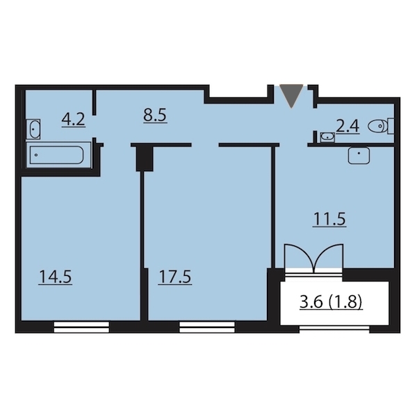 2-комнатная, 60 м² — ЖК ЖК Цивилизация на Неве