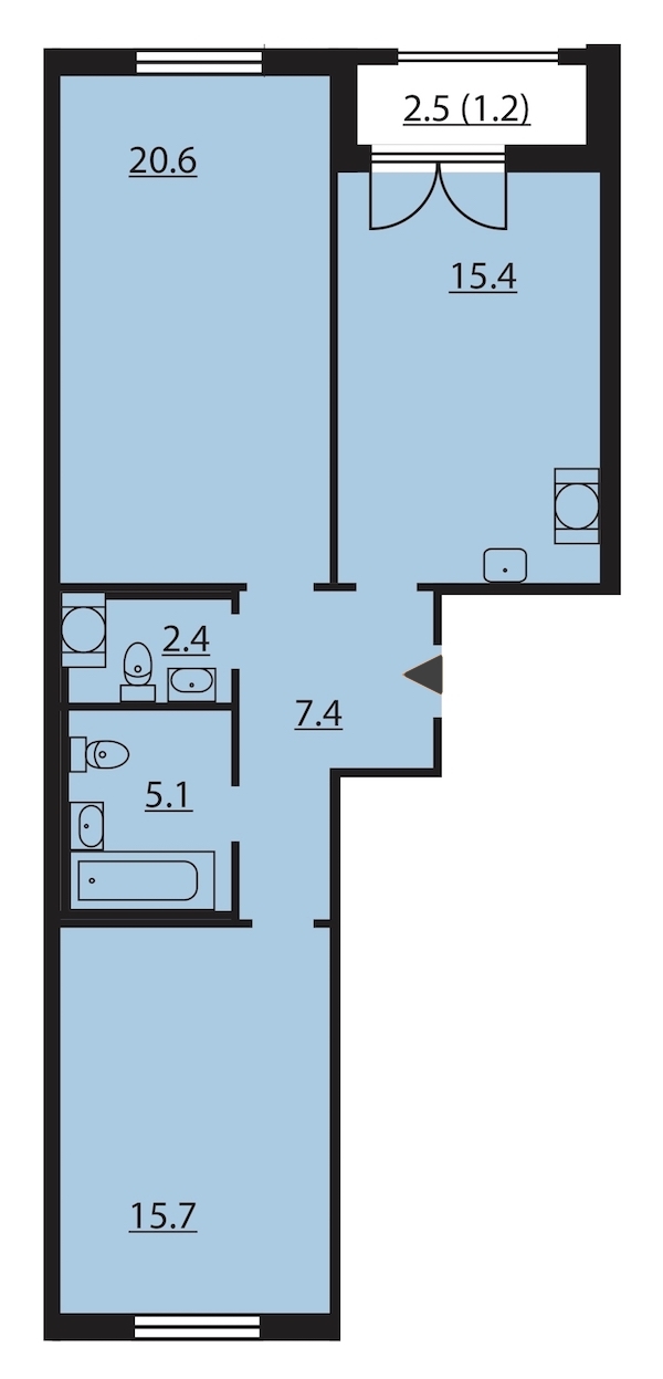 2-комнатная, 68 м² — ЖК ЖК Цивилизация на Неве