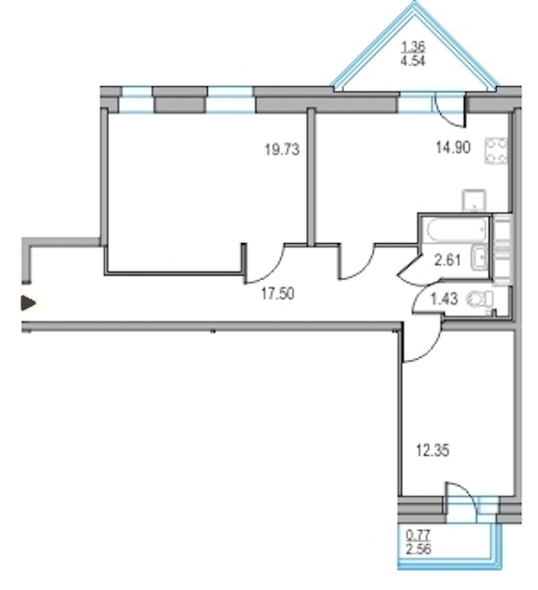 2-комнатная, 69 м² — ЖК ЖК Приморский квартал