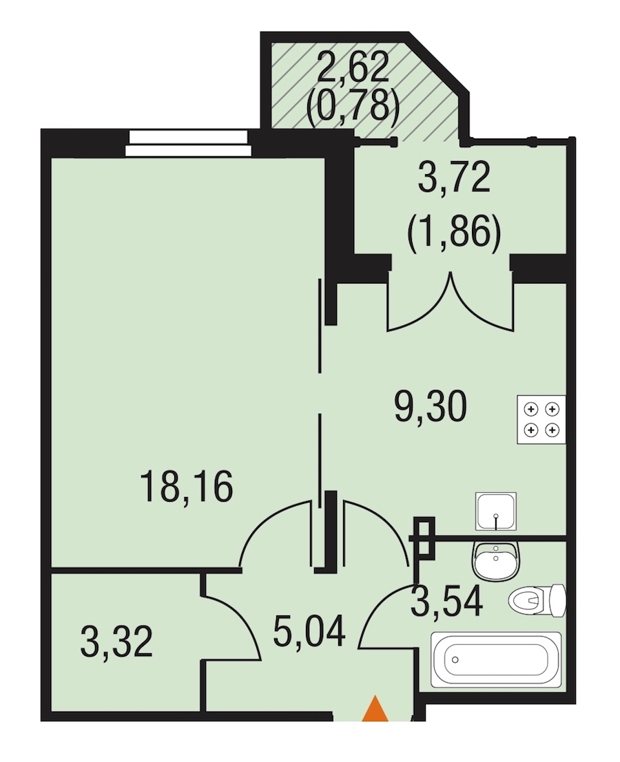 1-комнатная, 42 м² — ЖК ЖК Горки Парк