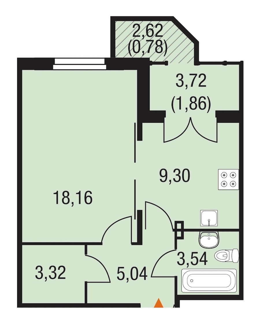 1-комнатная, 42 м² — ЖК ЖК Горки Парк