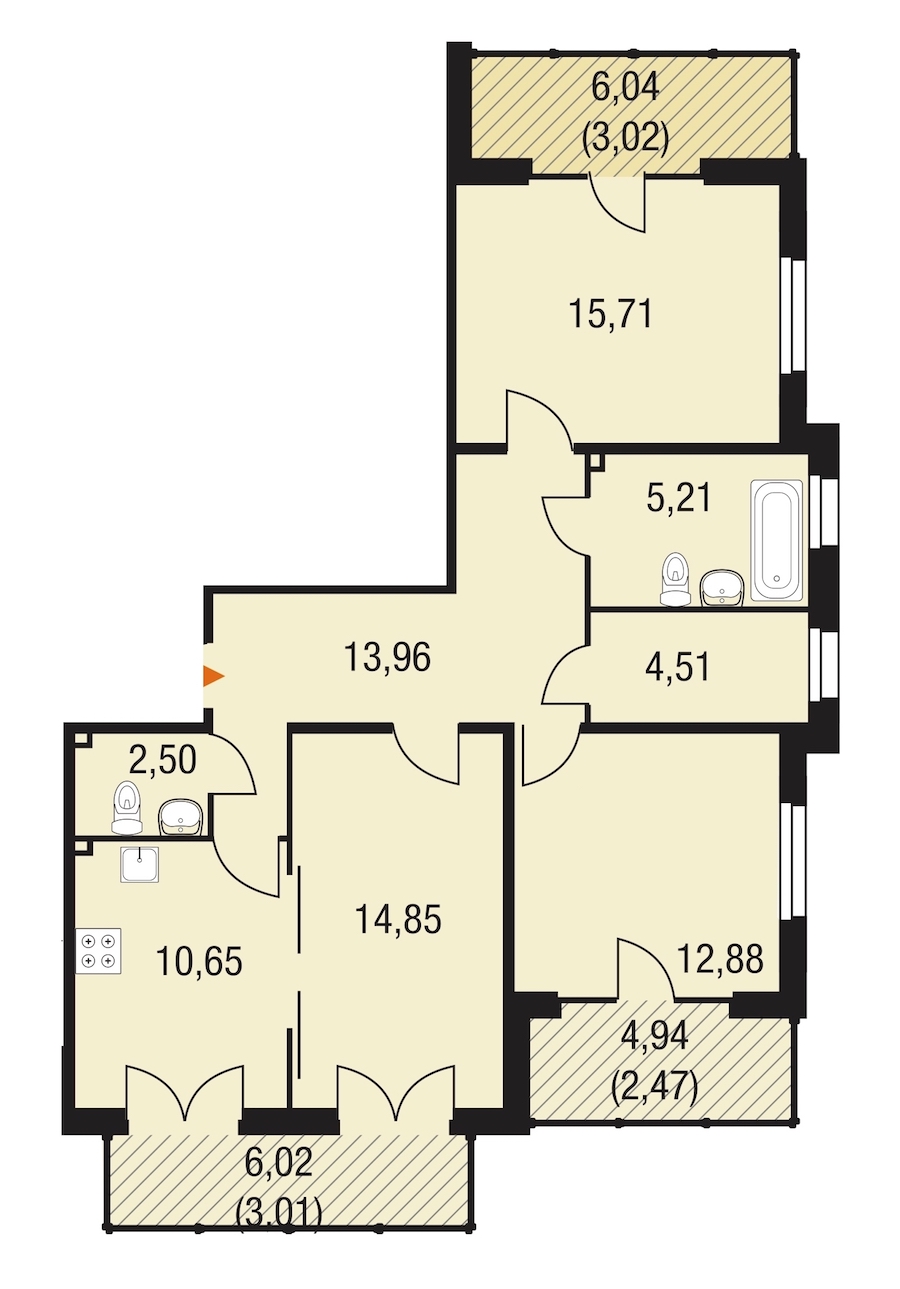 3-комнатная, 90 м² — ЖК ЖК Горки Парк