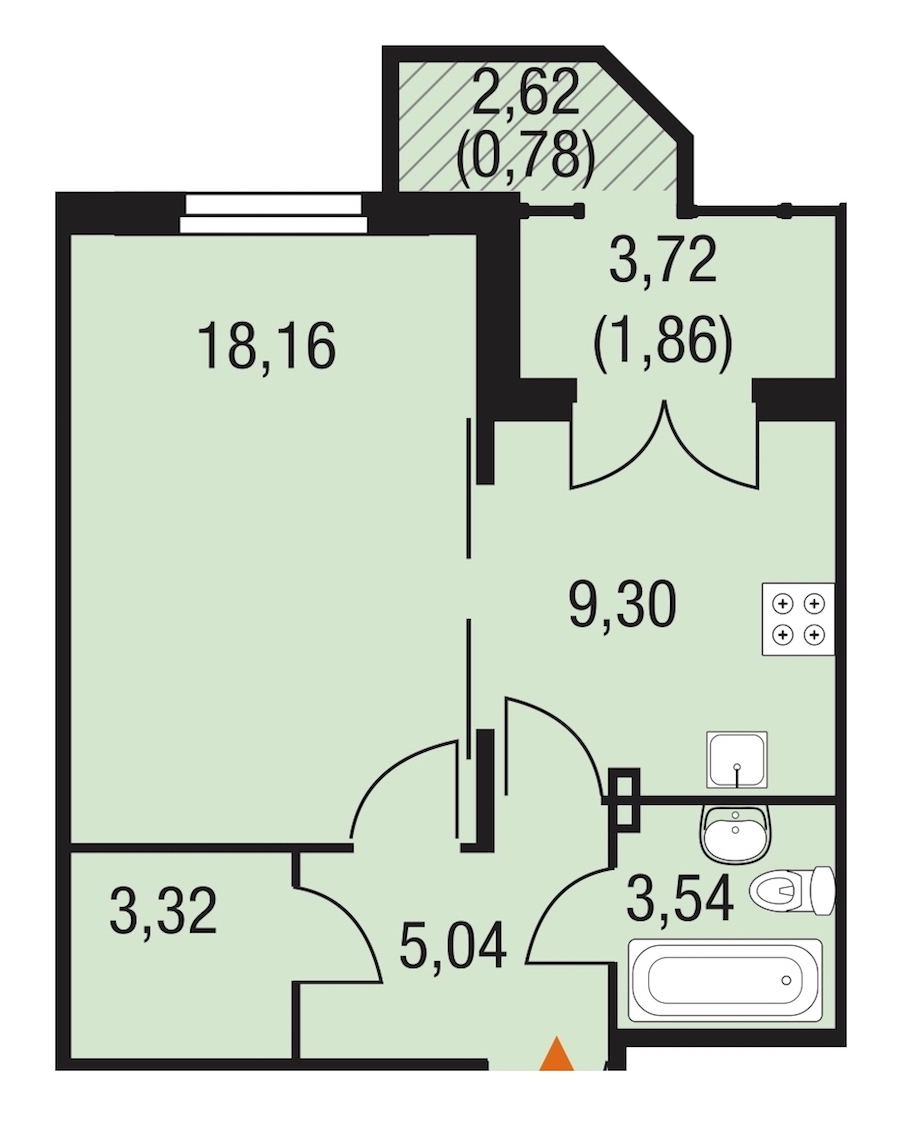 1-комнатная, 42 м² — ЖК ЖК Горки Парк