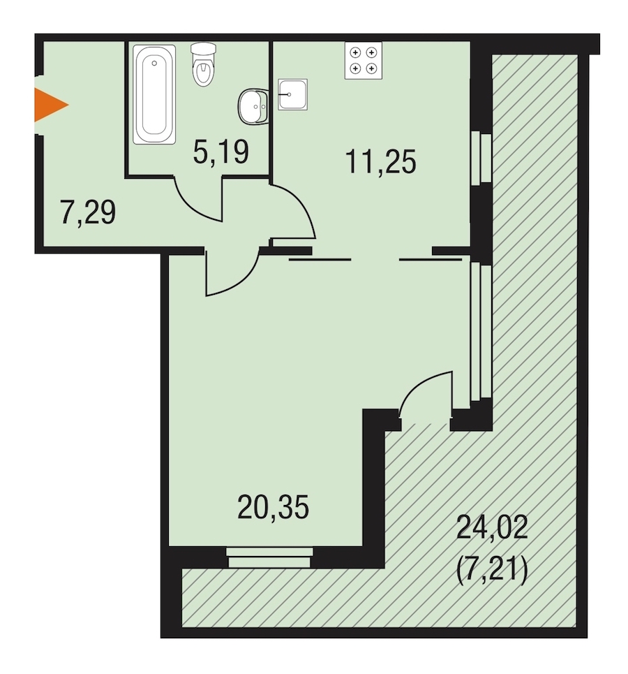 1-комнатная, 51 м² — ЖК ЖК Горки Парк