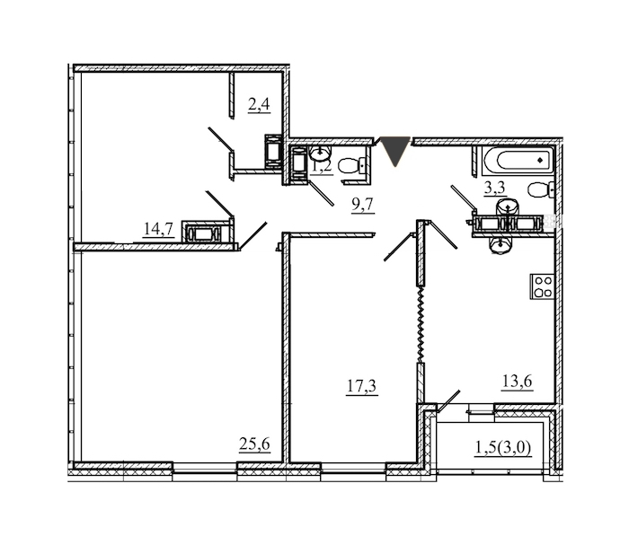 3-комнатная, 89 м² — ЖК ЖК Аист