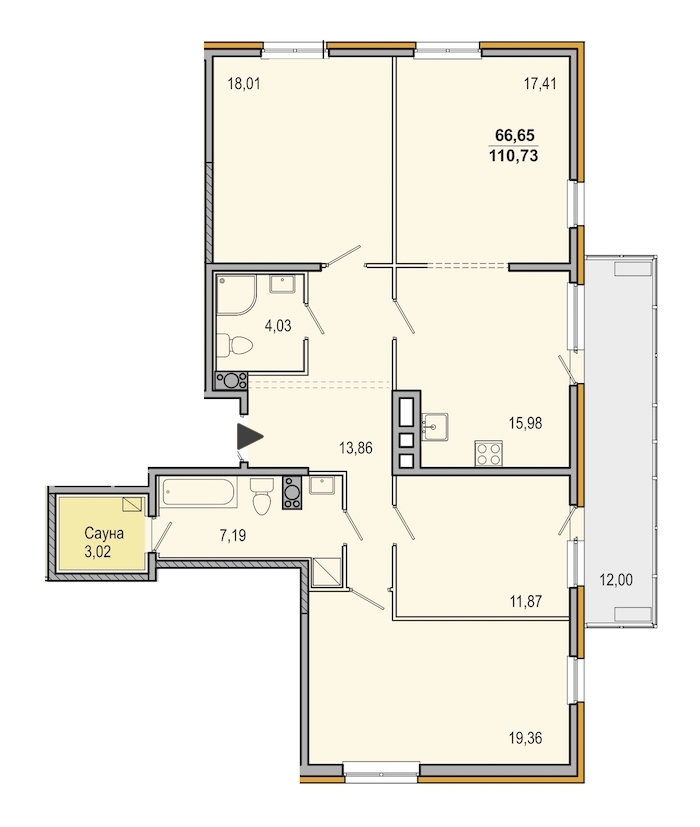 4-комнатная, 111 м² — ЖК ЖК ТАРМО